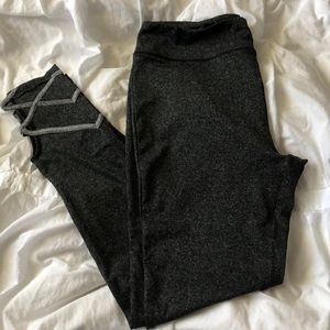 🛍 Dark grey yoga pants with cute ankle detailing.